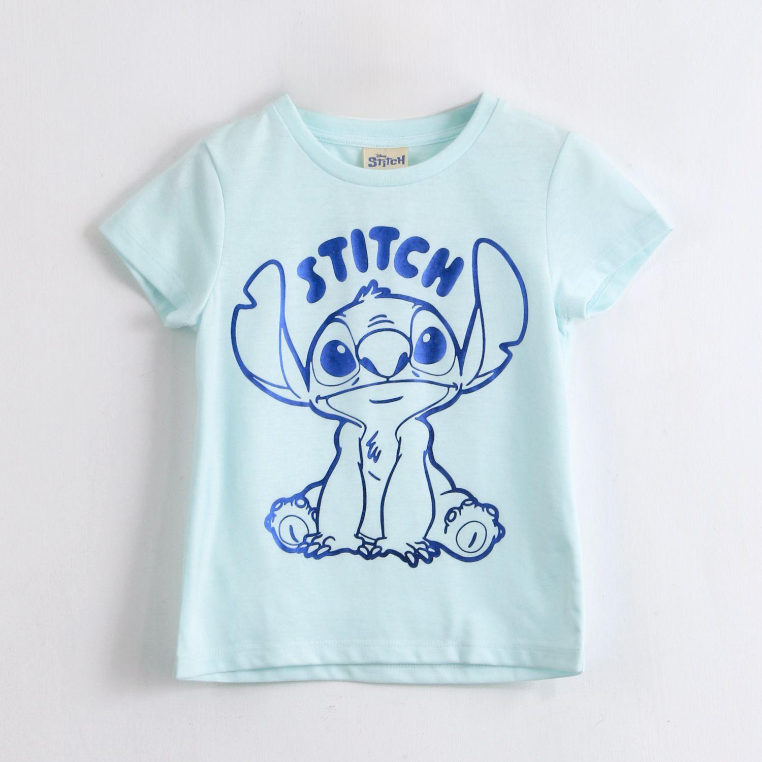 Polera Manga Corta Niña Stitch Disney Celeste-1
