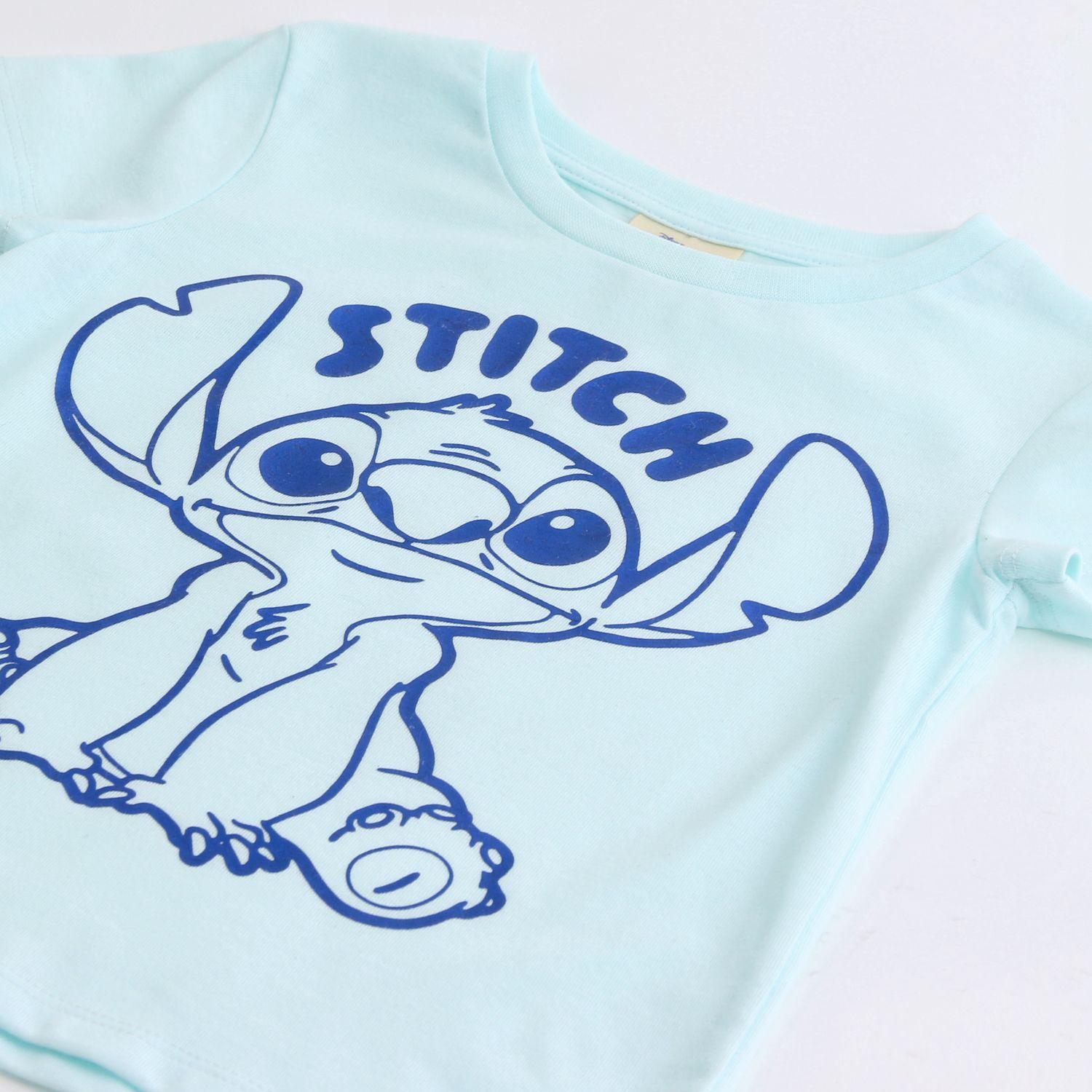 Polera Manga Corta Niña Stitch Disney Celeste-3