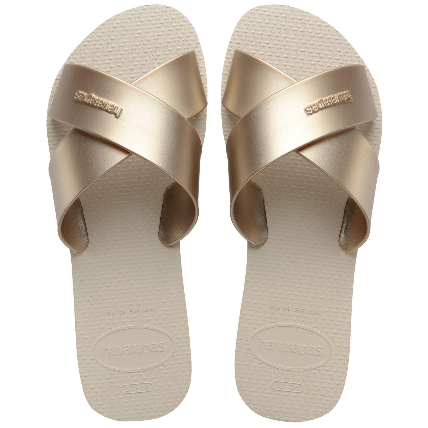 Sandalia Mujer Aqua Metallic Beige Paja Havaianas-0