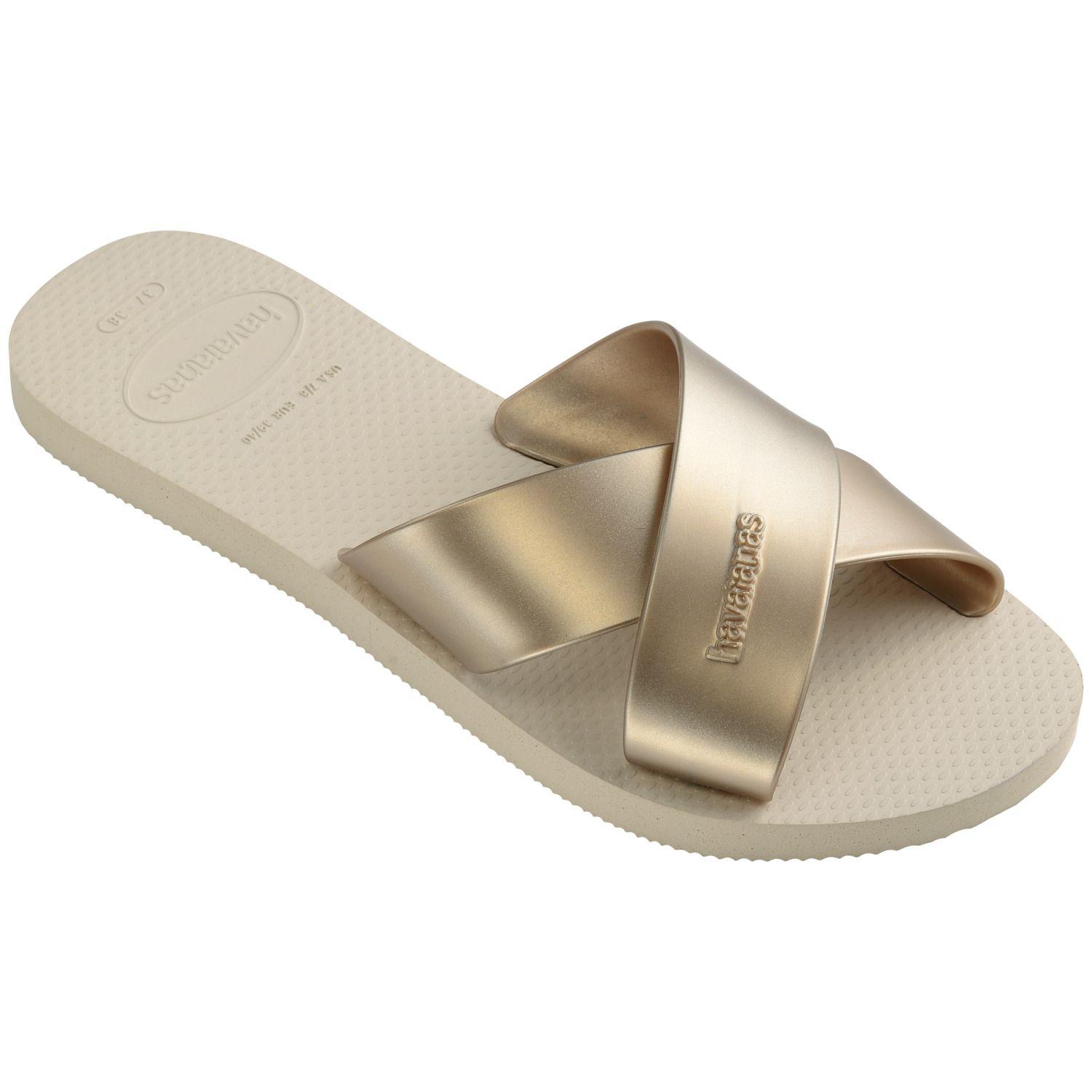 Sandalia Mujer Aqua Metallic Beige Paja Havaianas-1
