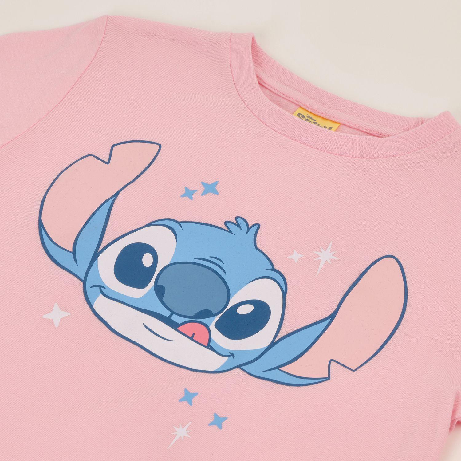Conjunto Pijama Niña Lilo & Stitch  Head Rosado Disney-1