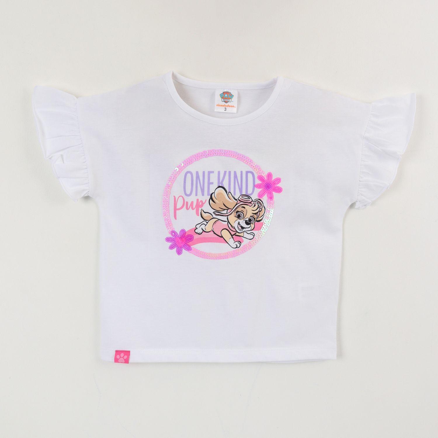 Polera Manga Corta Niña Blanco Skye One Kind Pup Paw Patrol-0