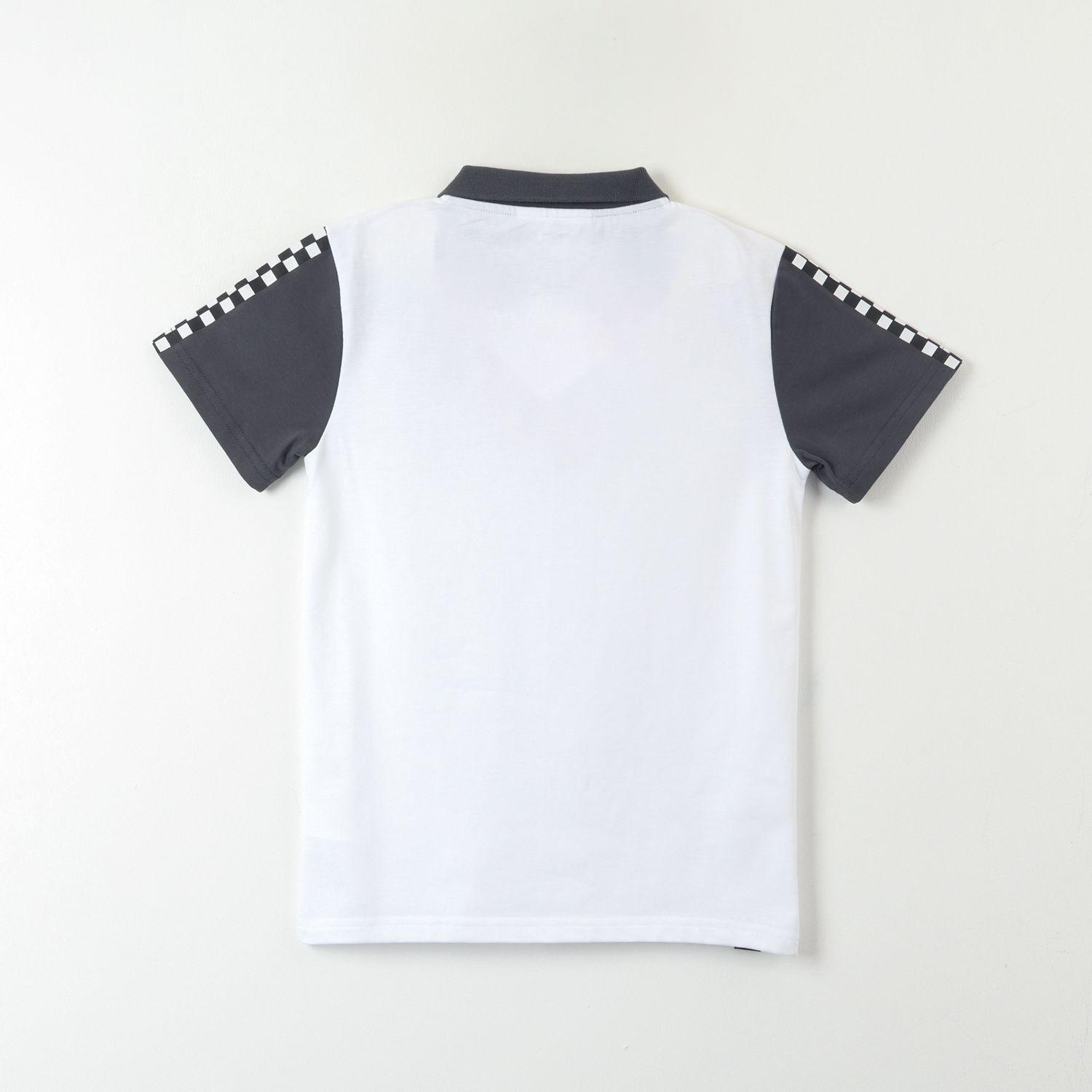Polera Manga Corta Niño Polo Blanco Hot Wheels-2