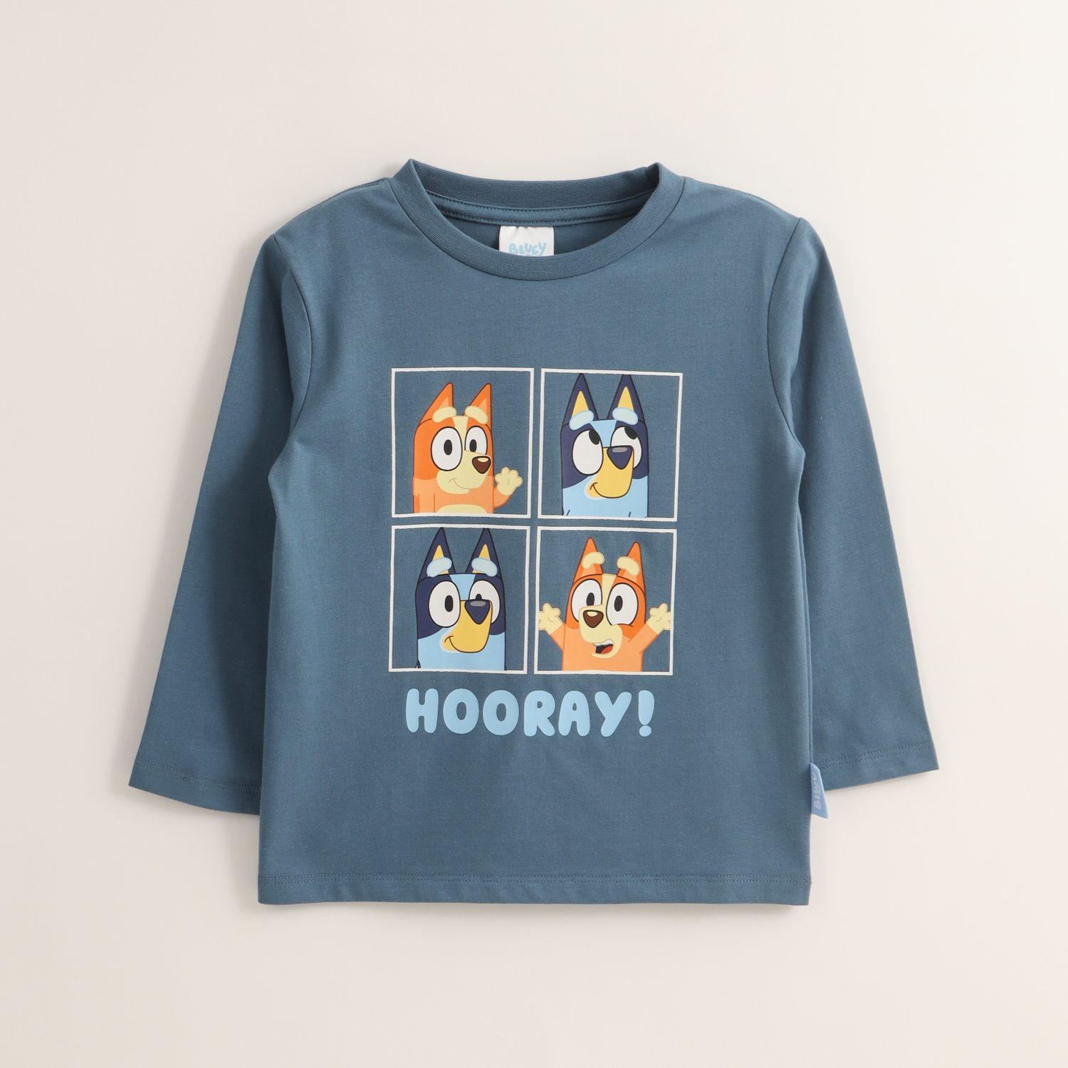 Polera Manga Larga Niño Azul Bingo Y Bluey-0