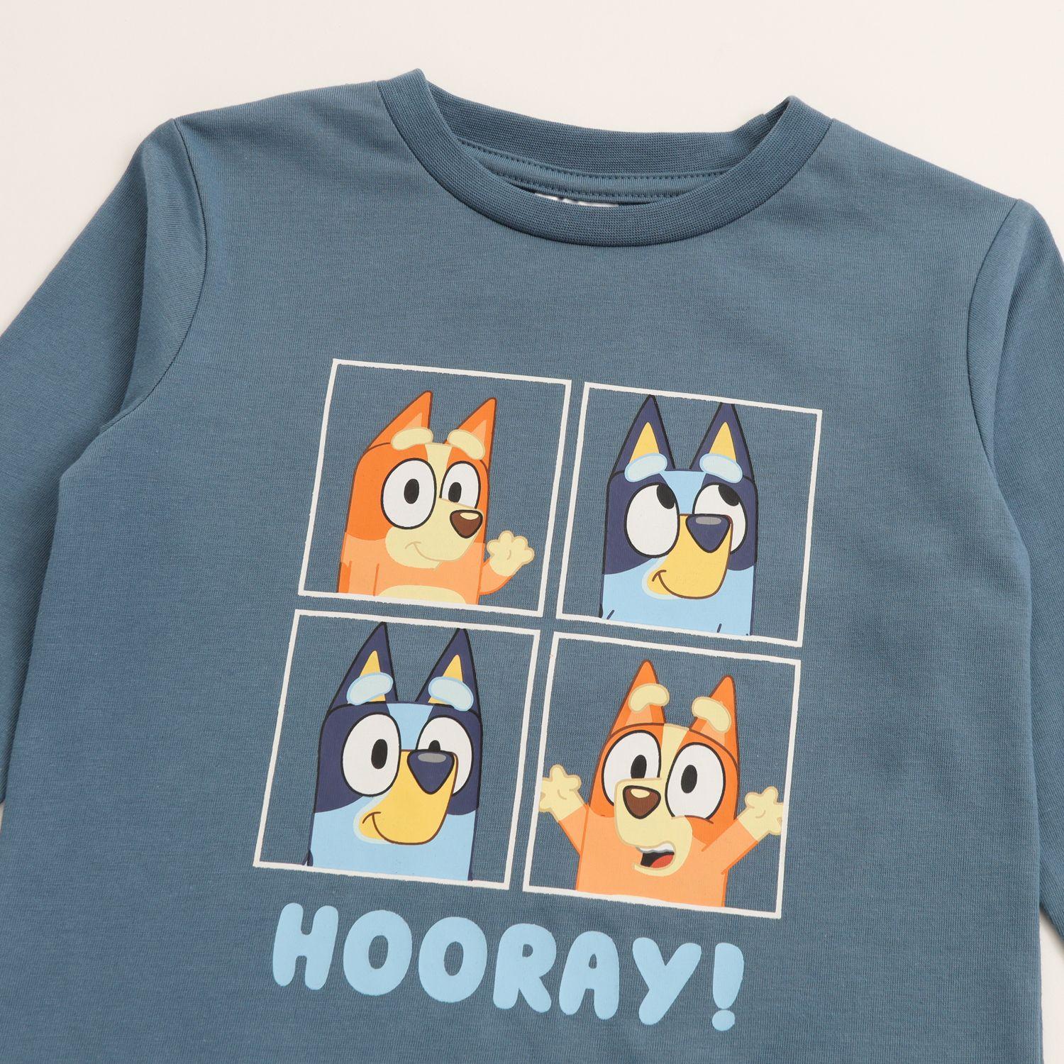 Polera Manga Larga Niño Azul Bingo Y Bluey-1