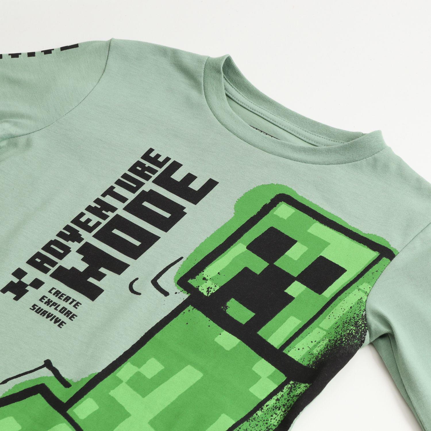 Polera Manga Larga Niño Adventure Mode Verde Minecraft-2