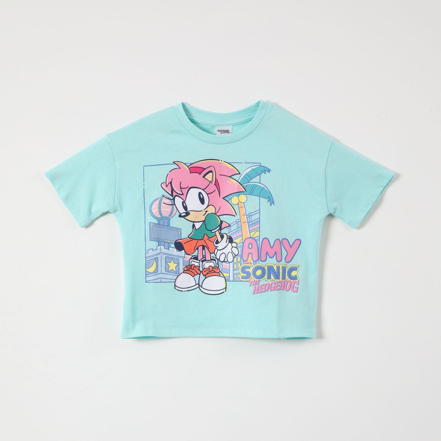 Polera Manga Corta Niña Amy Turquesa Sonic-0