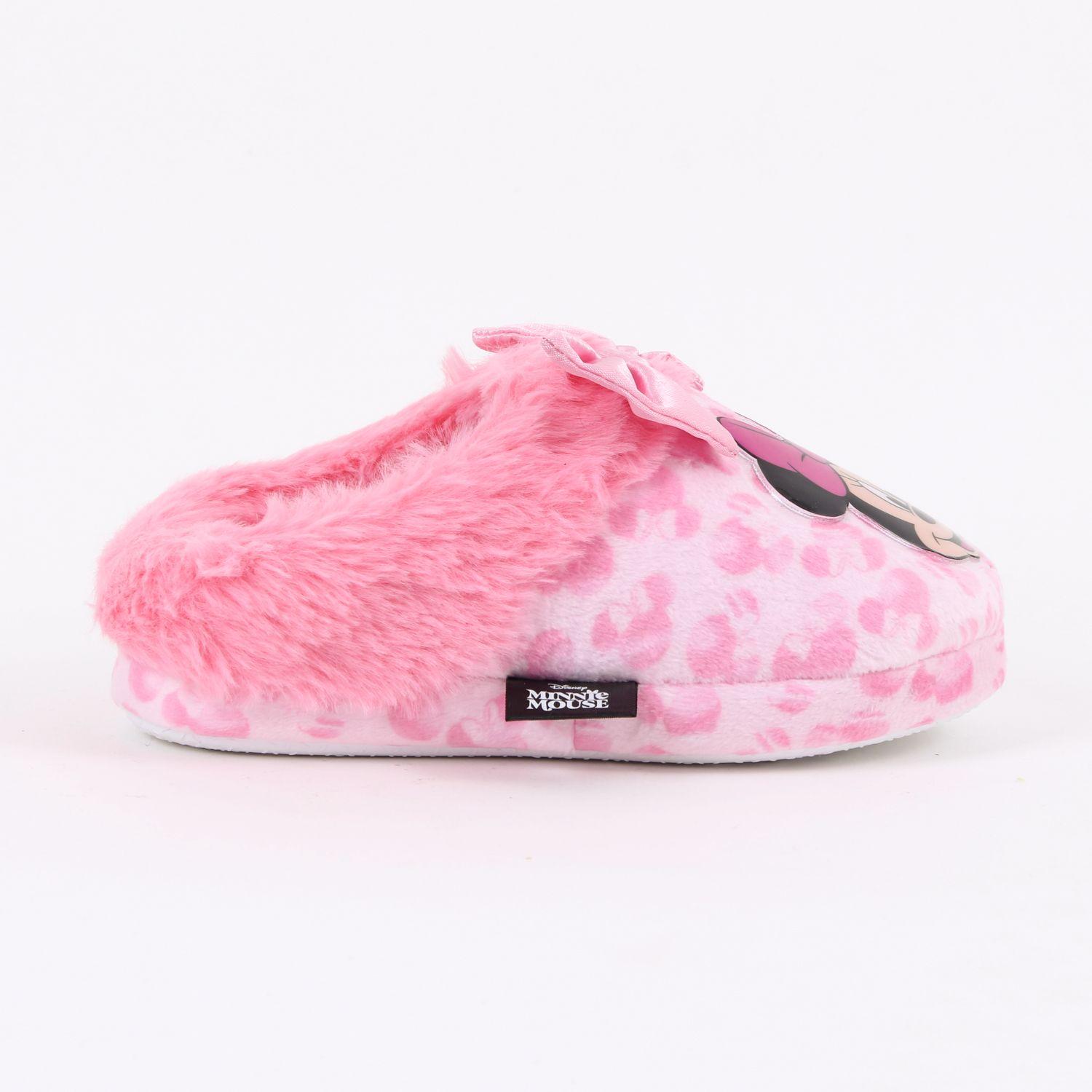 Pantufla Niña Invernal Minnie Mouse Moño Rosado Disney-0