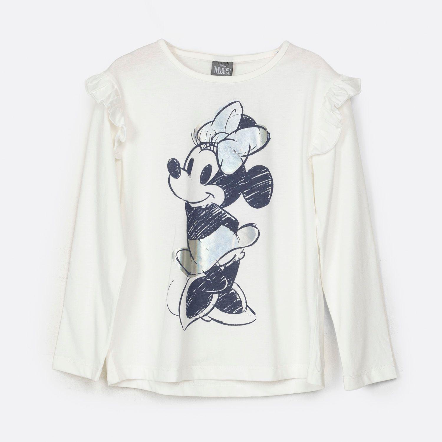 Polera Manga Larga Niña Vuelos Minnie Blanco Disney-2