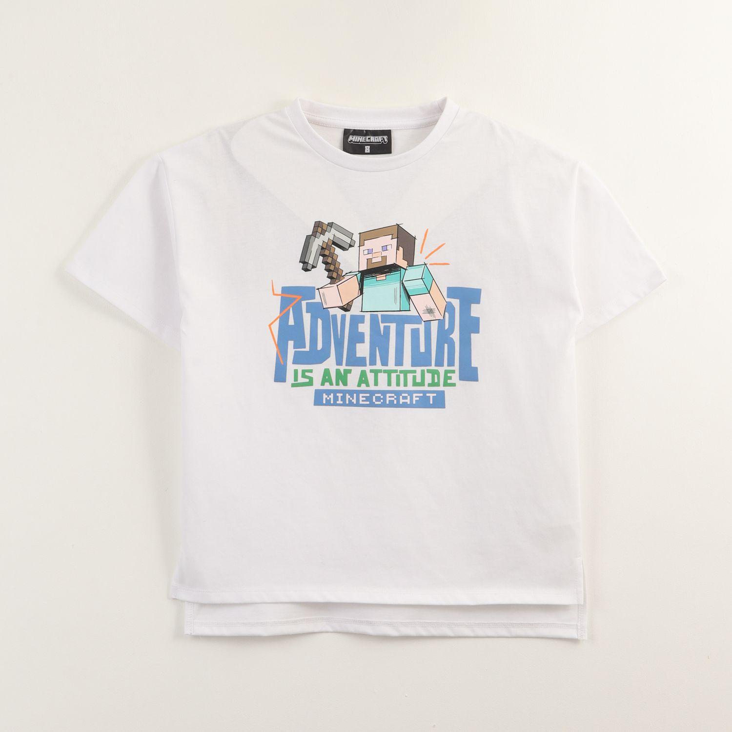 Polera Manga Corta Niño Adventure Blanco Minecraft-0