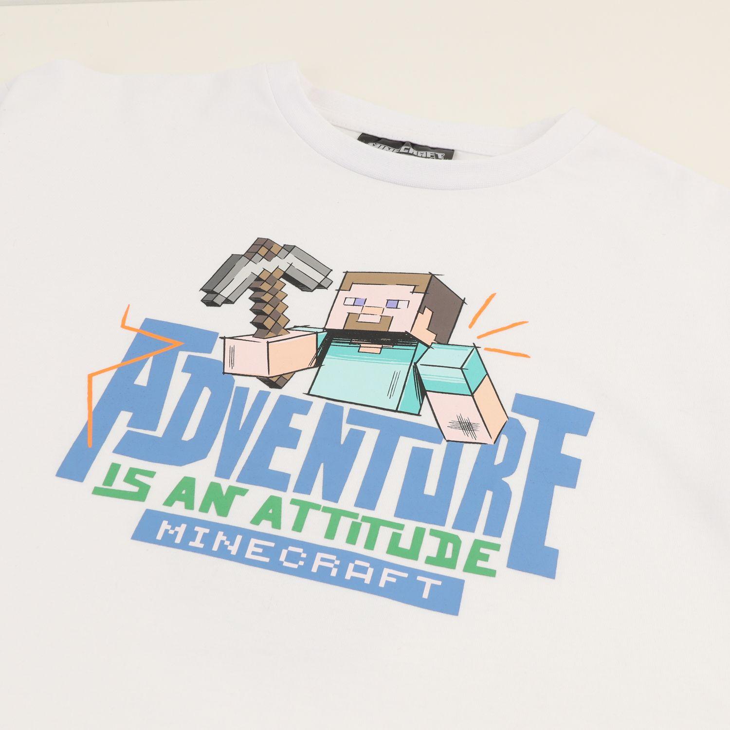 Polera Manga Corta Niño Adventure Blanco Minecraft-1