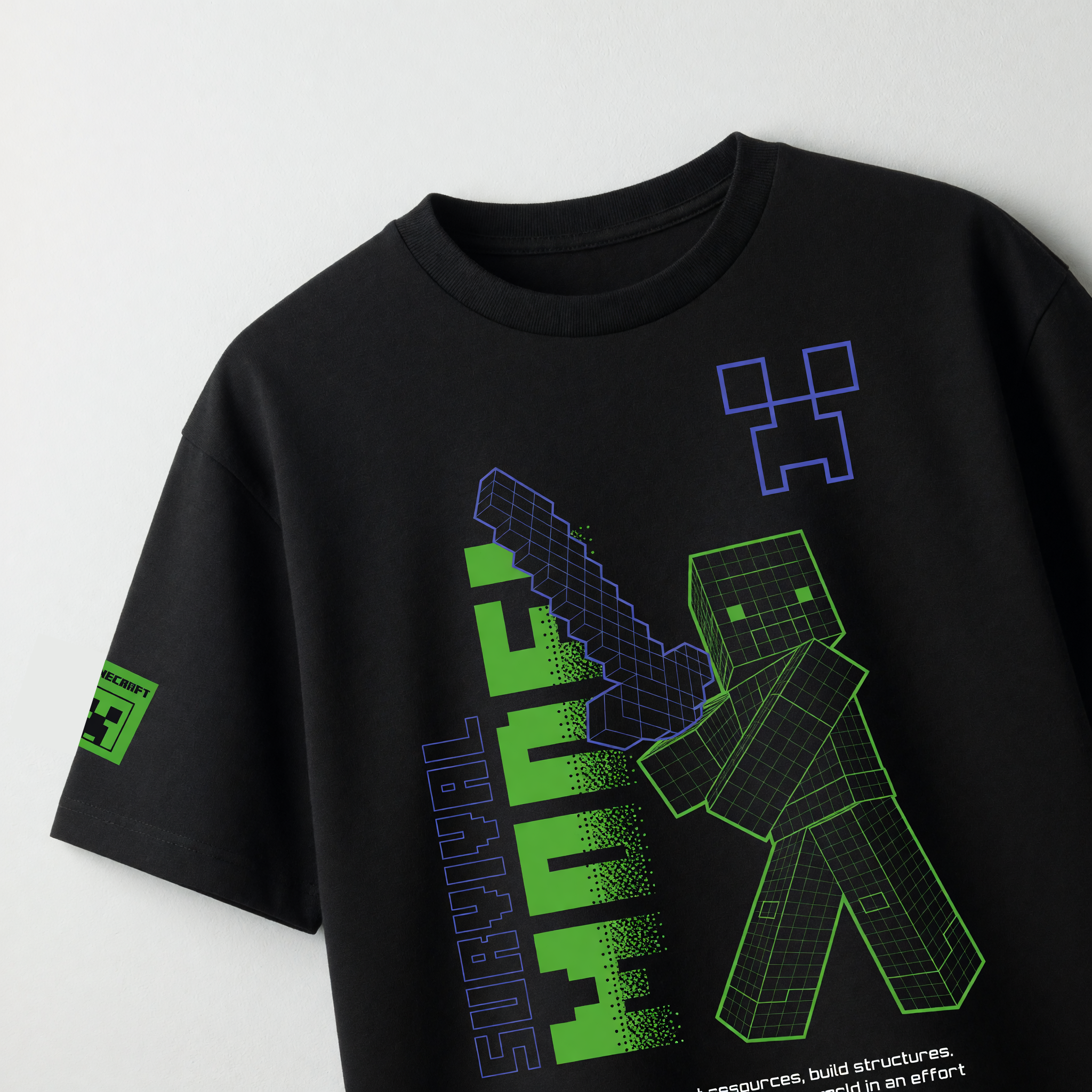 Polera Manga Corta Niño Minecraft Fluor Negro-4