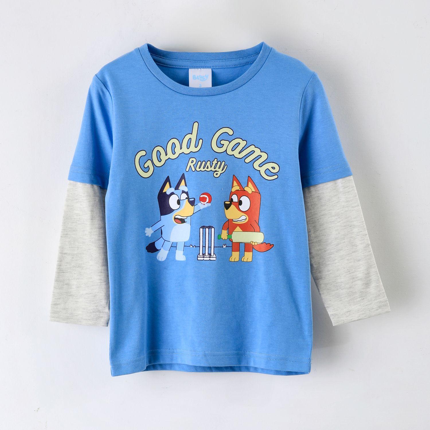 Polera Manga Larga Niño Bluey Doble Manga Azul-0