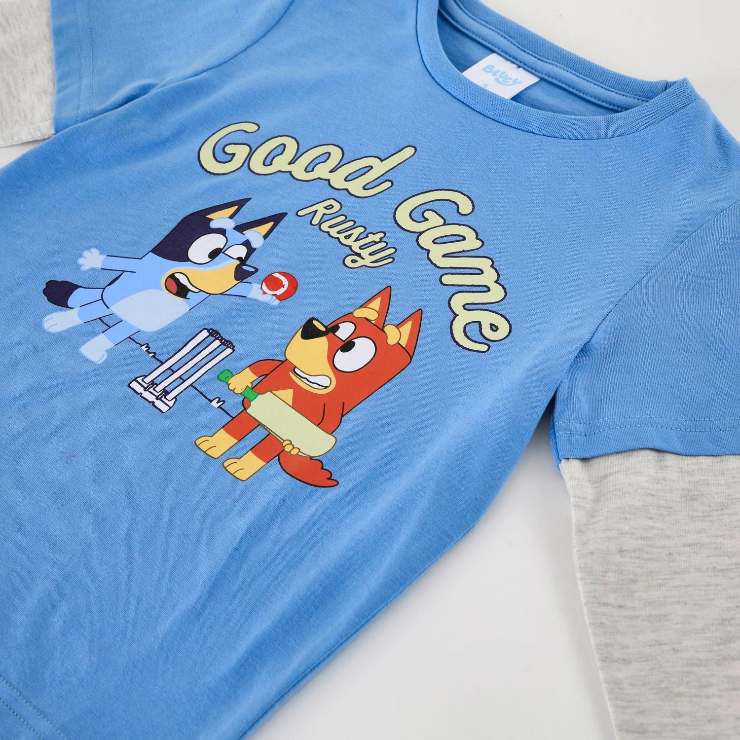 Polera Manga Larga Niño Bluey Doble Manga Azul-2