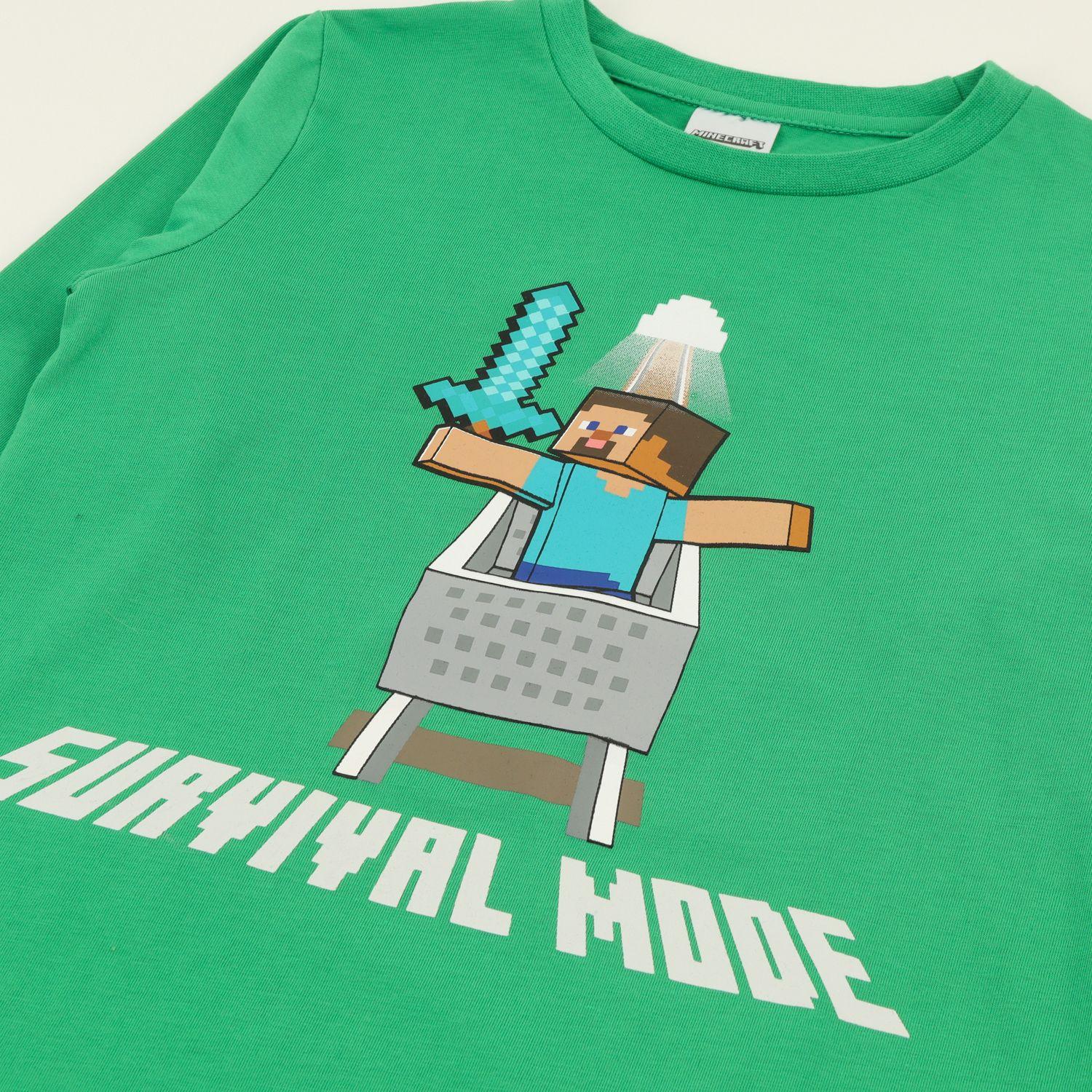 Conjunto Pijama Niño Creepers Heads Verde Minecraft-1