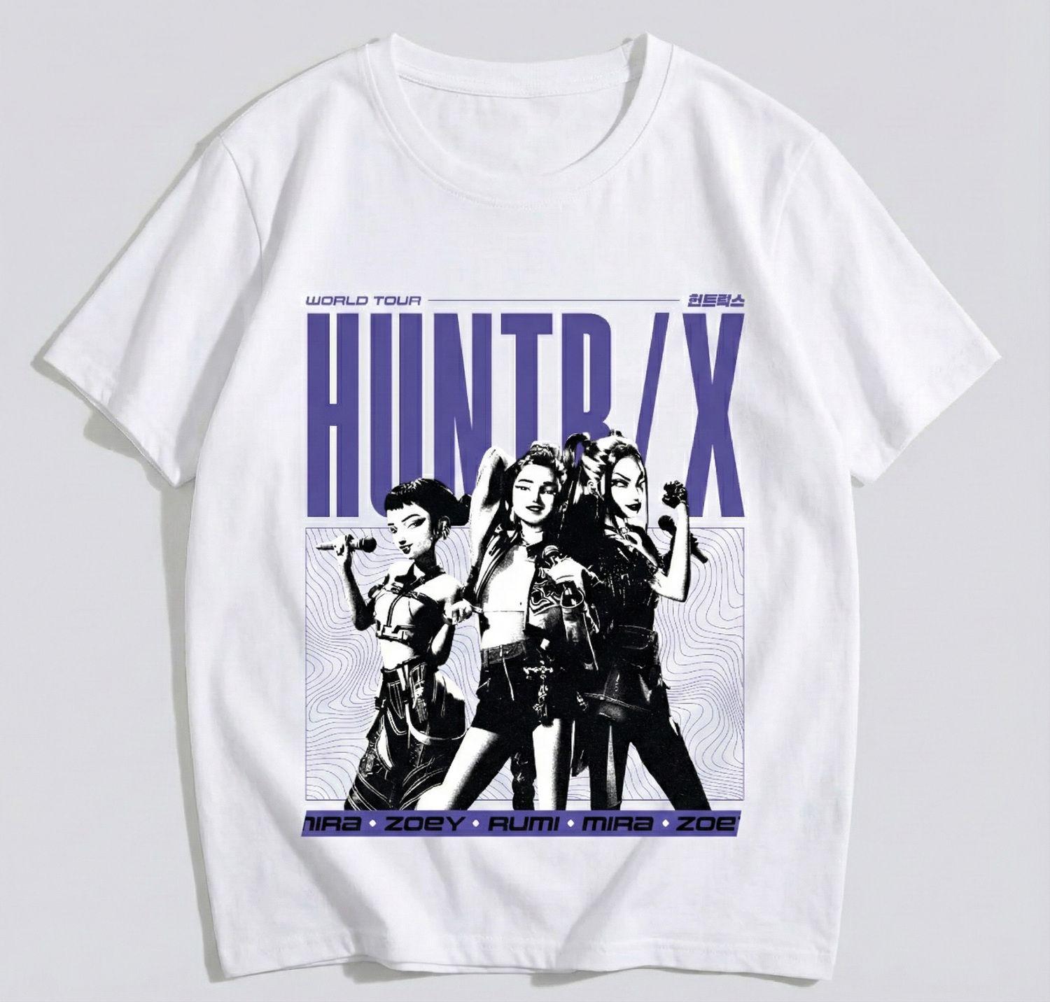 Polera Manga Corta Niña World Tour Blanco Kpop Demon Hunters-1