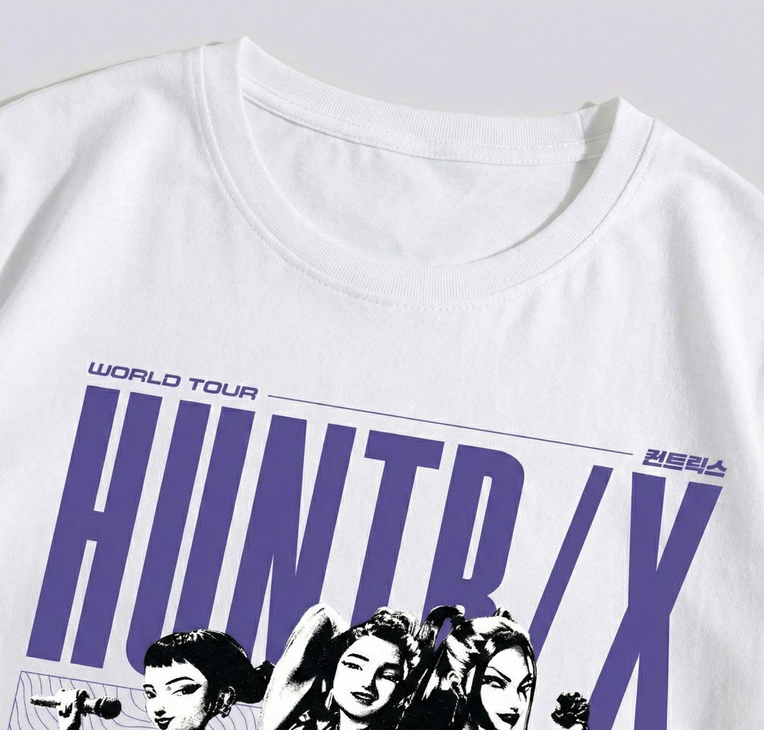 Polera Manga Corta Niña World Tour Blanco Kpop Demon Hunters-3