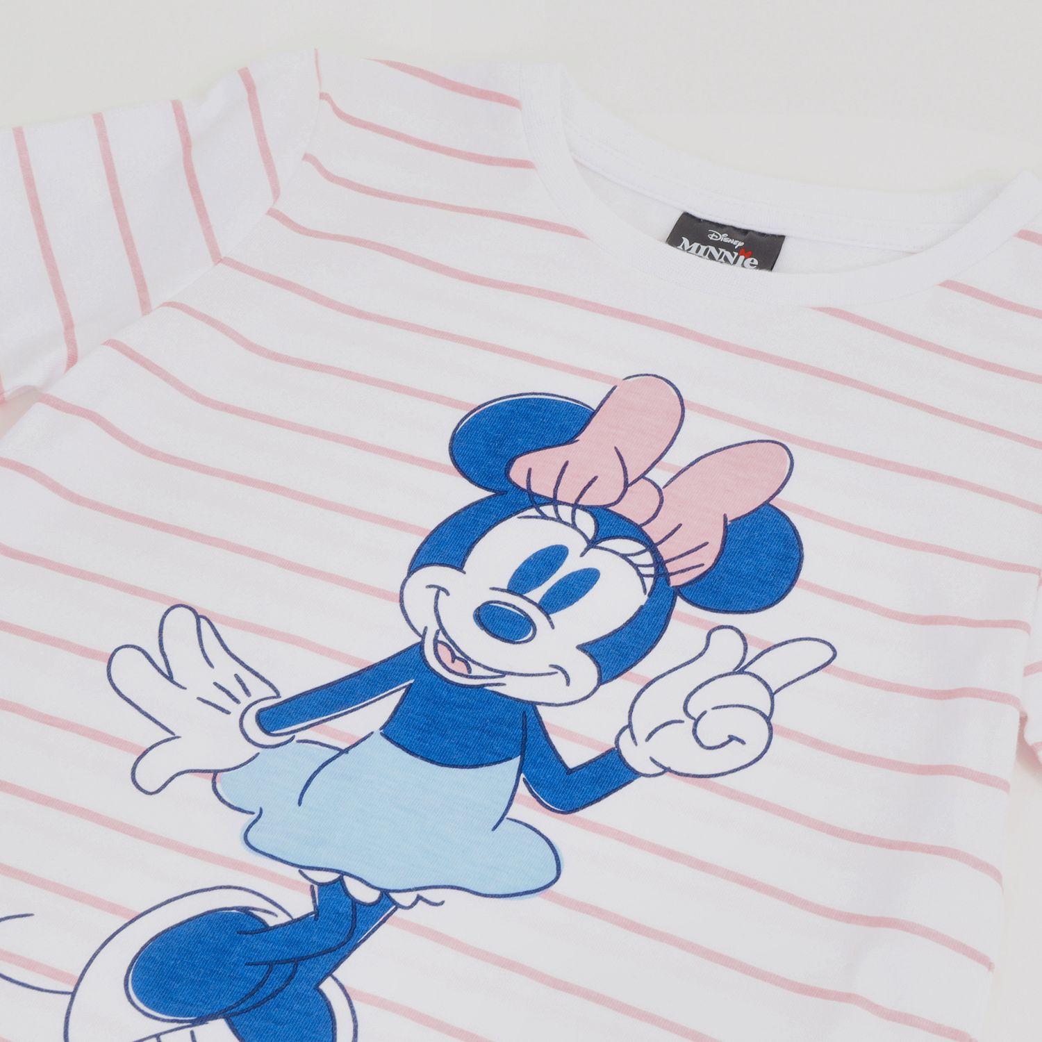 Polera Manga Larga Niña Minnie Rayas Blanco Disney-1