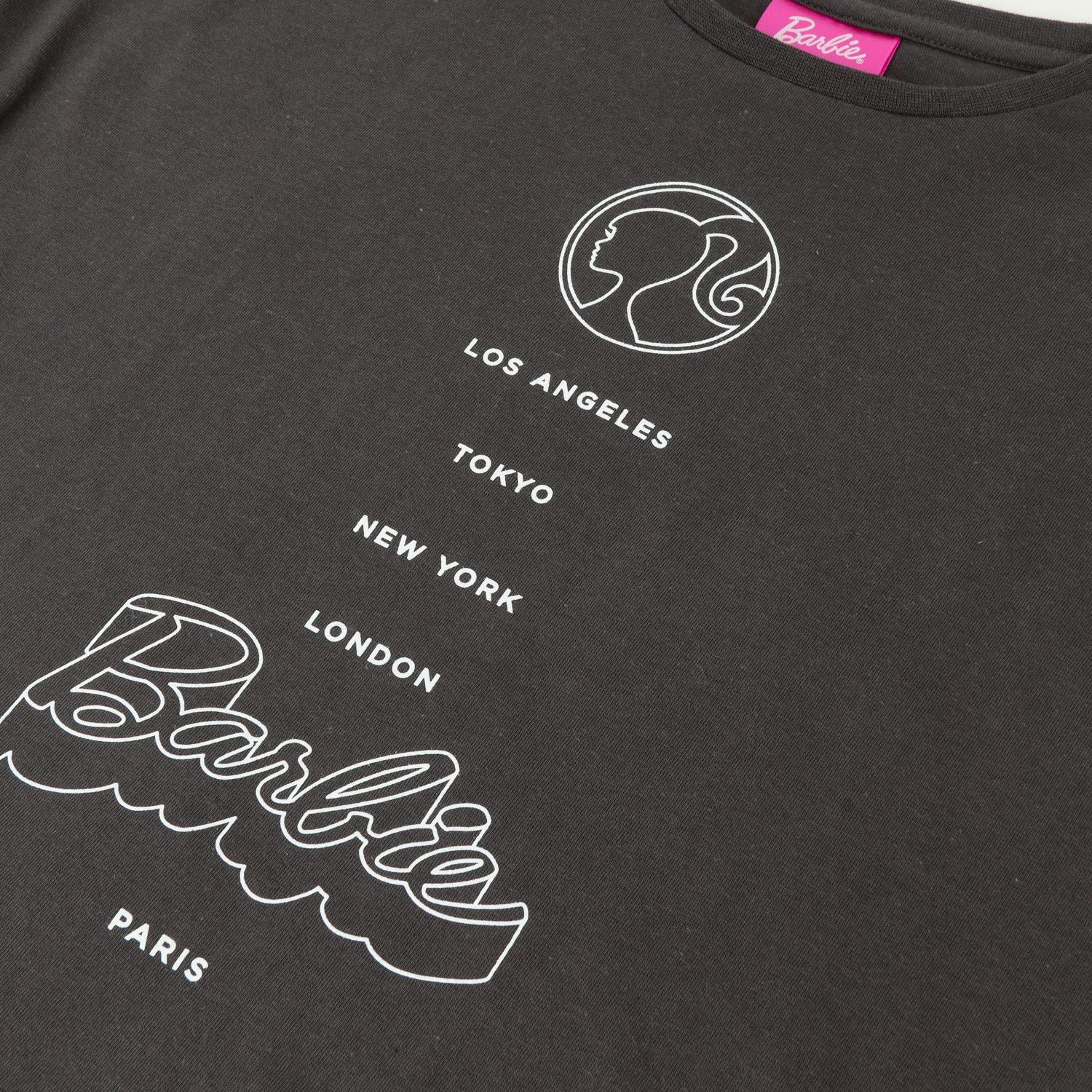 Polera Manga Corta Niña Texto Gris Barbie-1