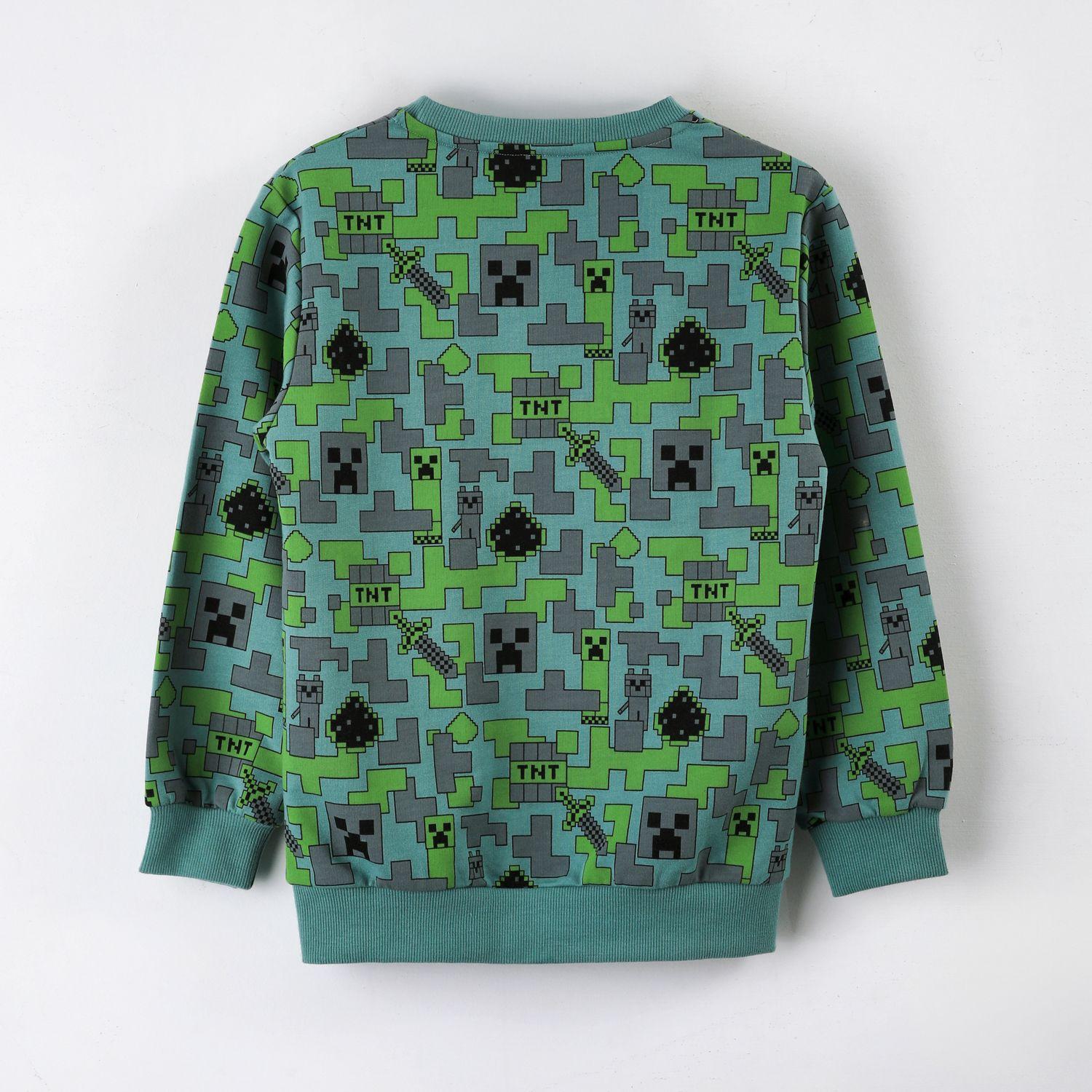 Polerón Cerrado Niño Minecraft Full Print Verde-2