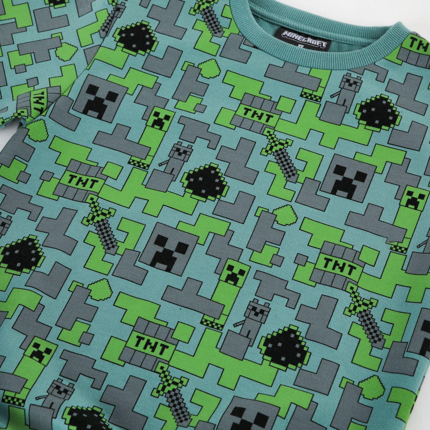 Polerón Cerrado Niño Minecraft Full Print Verde-3