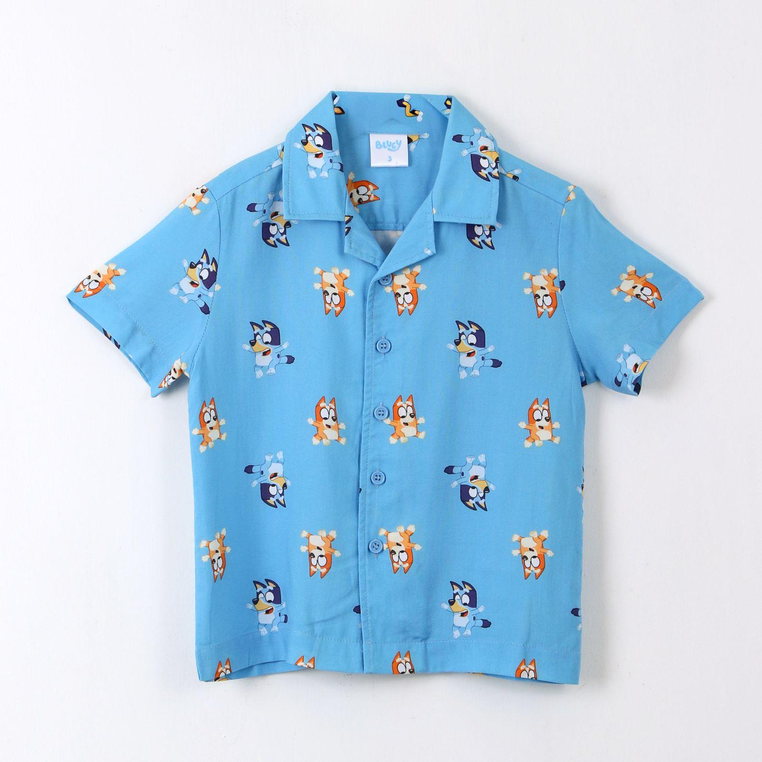 Camisa Manga Corta Niño Bluey Celeste-0