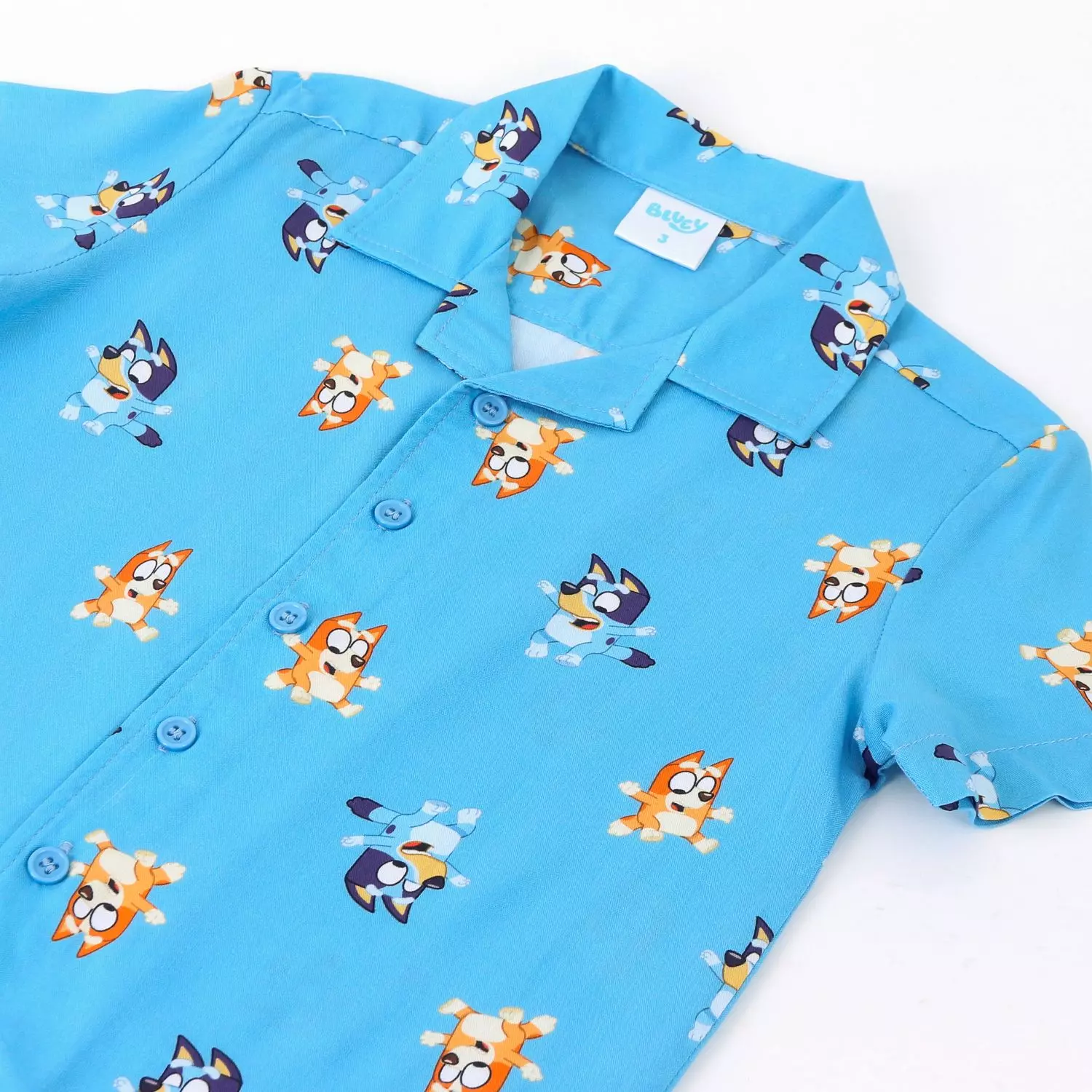 Camisa Manga Corta Niño Bluey Celeste-2