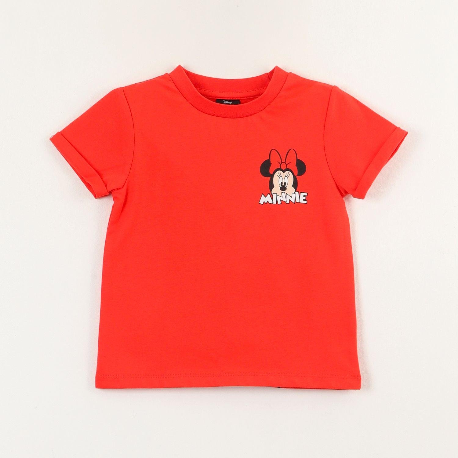 Polera Manga Corta Niña Minnie Back Rojo Disney-0