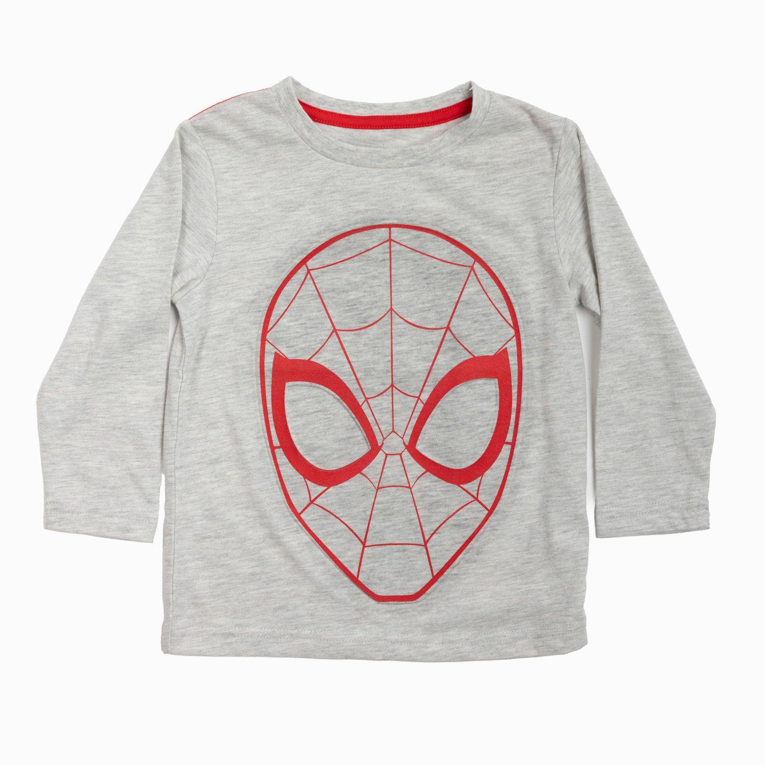 Polera Manga Larga Niño Cara Lineas Spiderman Gris Marvel-2