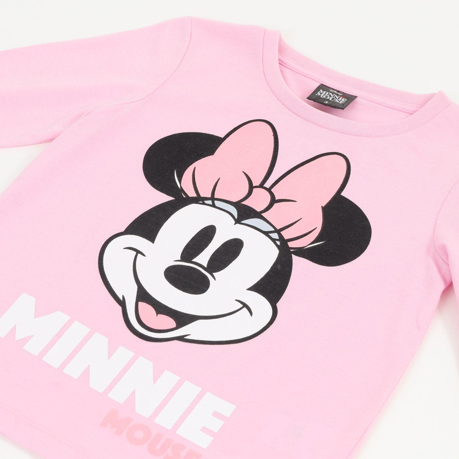 Polera Manga Larga Niña Minnie Face Rosado Disney-2
