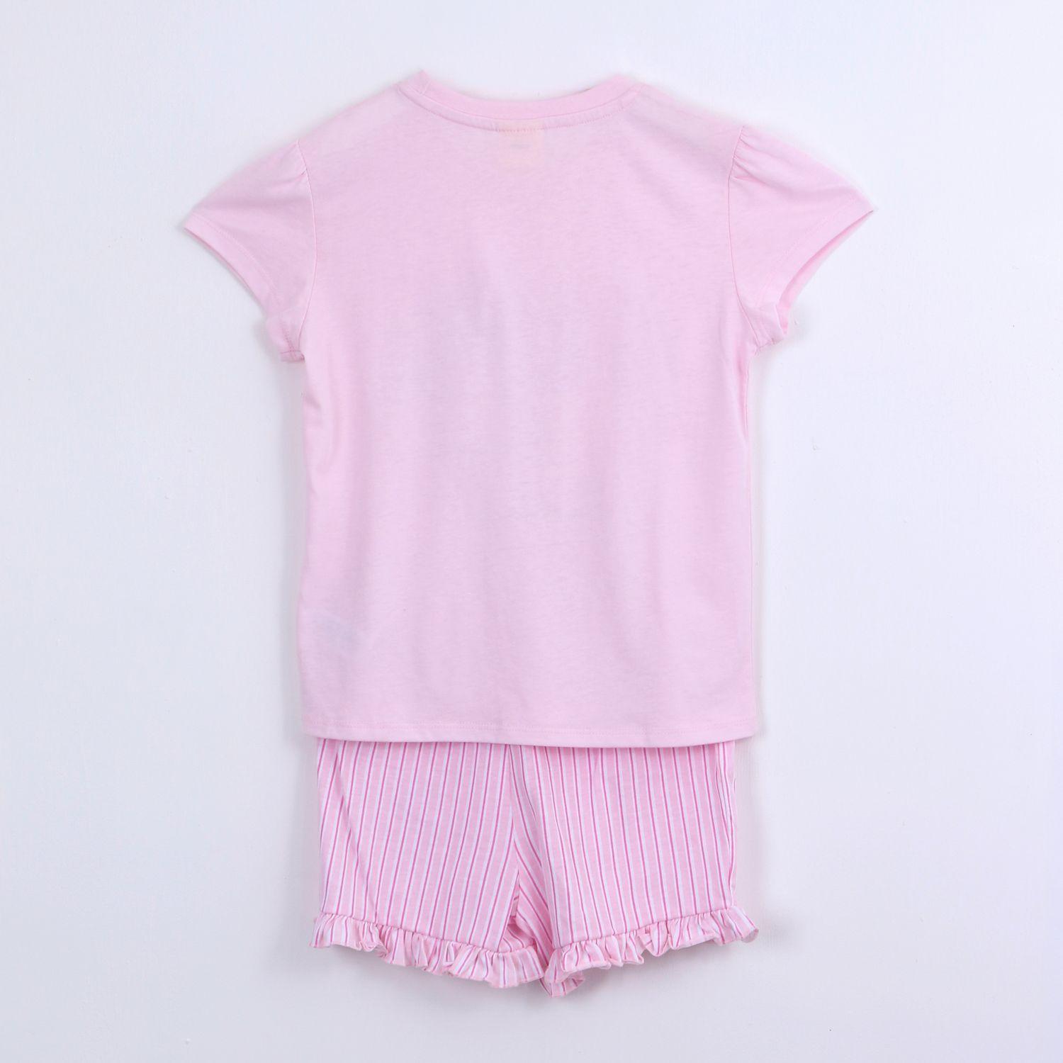 Pijama Manga Corta Niña Lilo & Stitch Disney Listado Rosado-1