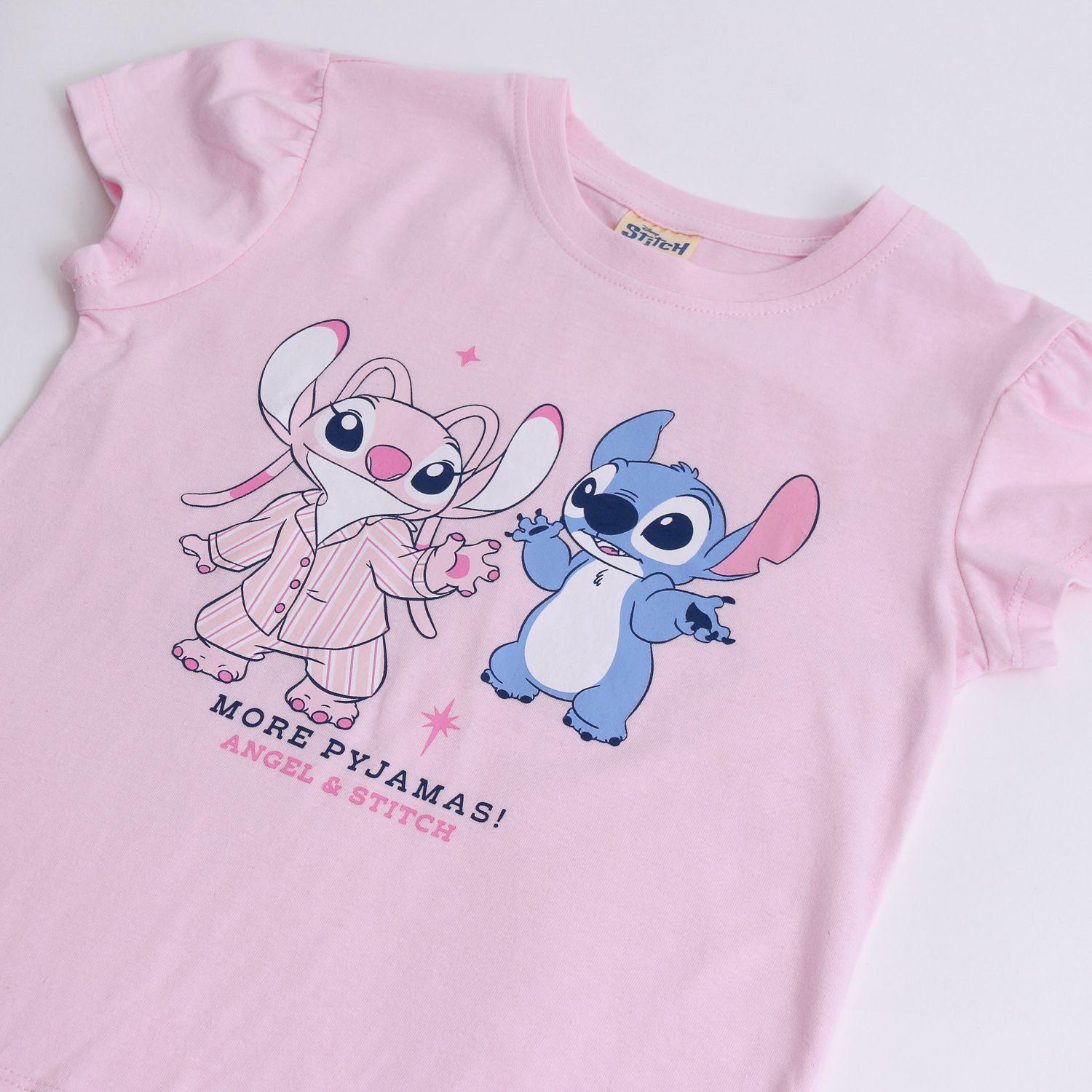 Pijama Manga Corta Niña Lilo & Stitch Disney Listado Rosado-2