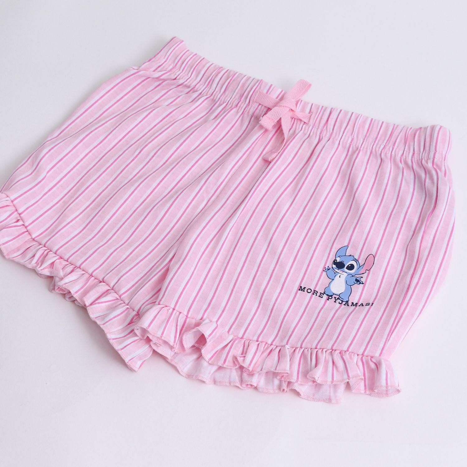 Pijama Manga Corta Niña Lilo & Stitch Disney Listado Rosado-3