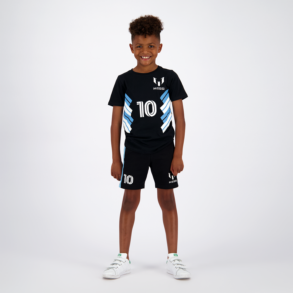 Polera Manga Corta Niño 10 Negro Messi-0
