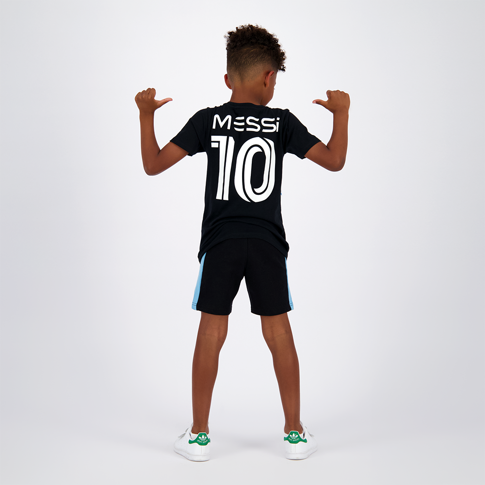 Polera Manga Corta Niño 10 Negro Messi-3