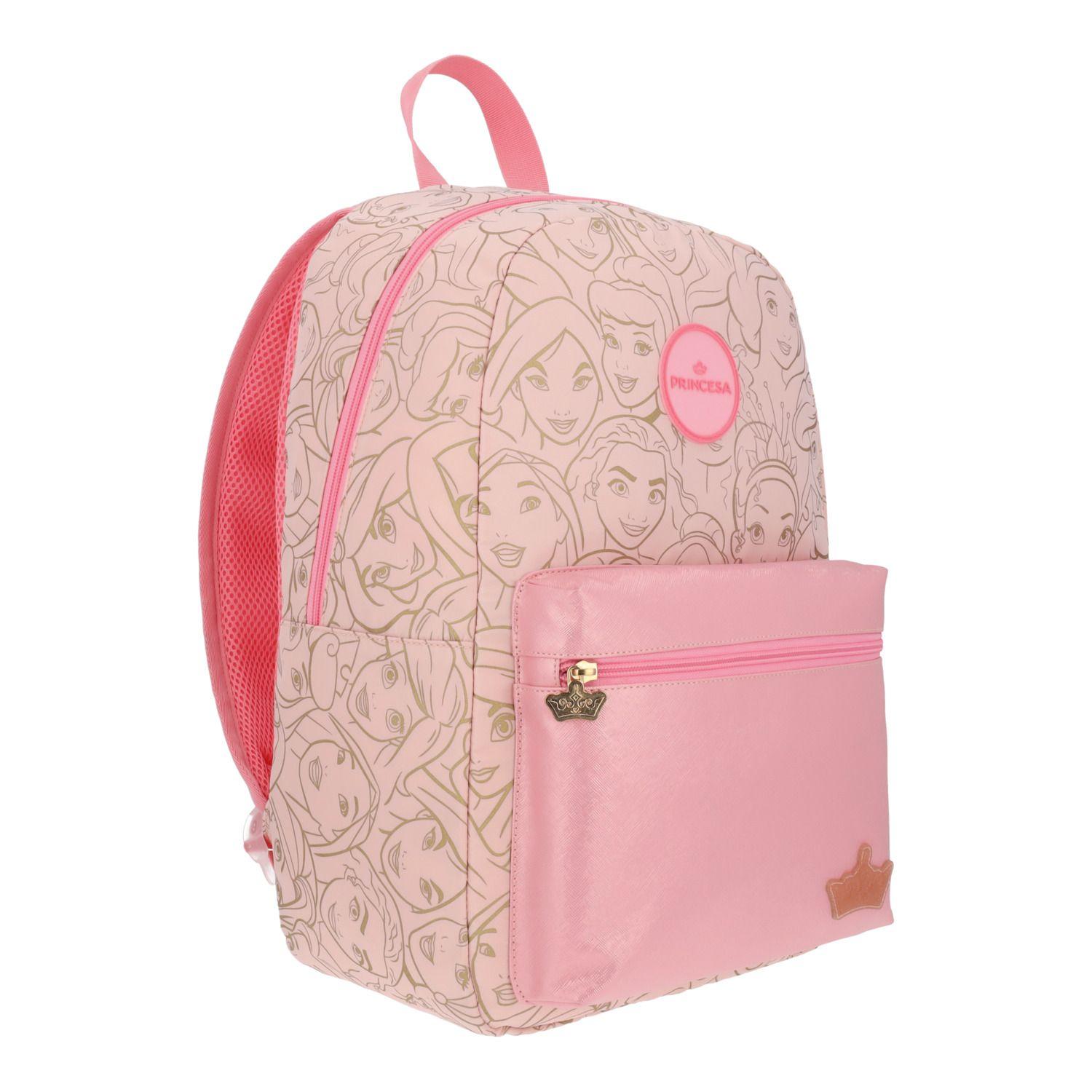 Mochila Escolar Niña Print Princesas Rosado Disney-1