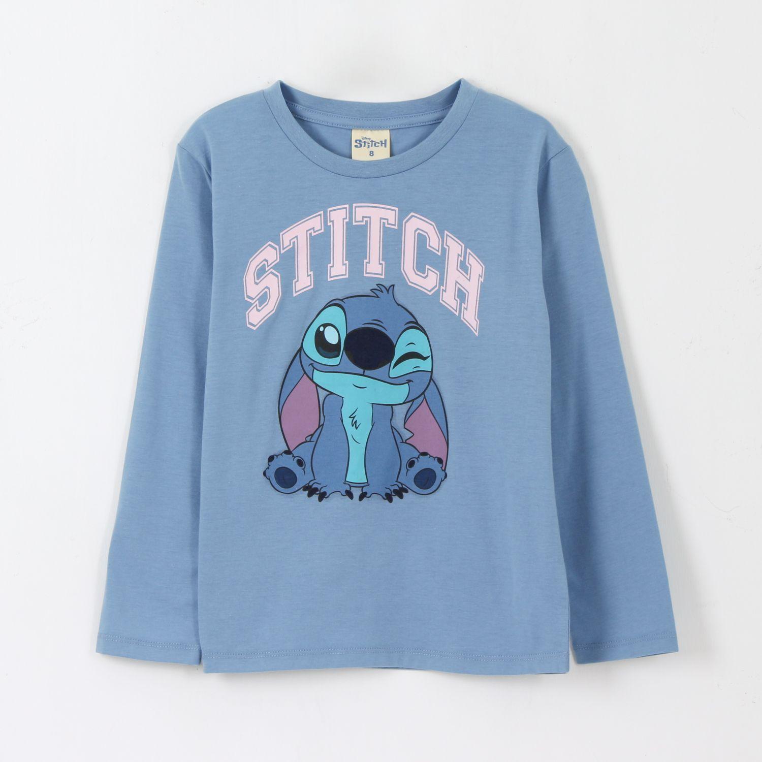 Polera Manga Larga Niña Guiño Lilo & Stitch Azul Disney-0