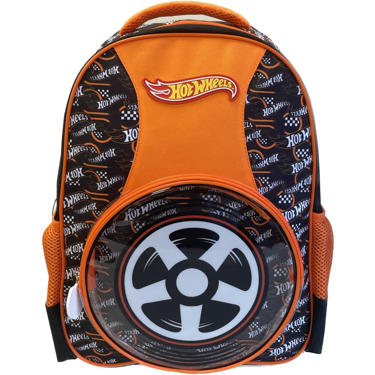 Mochila Escolar Niño 68 Naranjo Hot Wheels-0