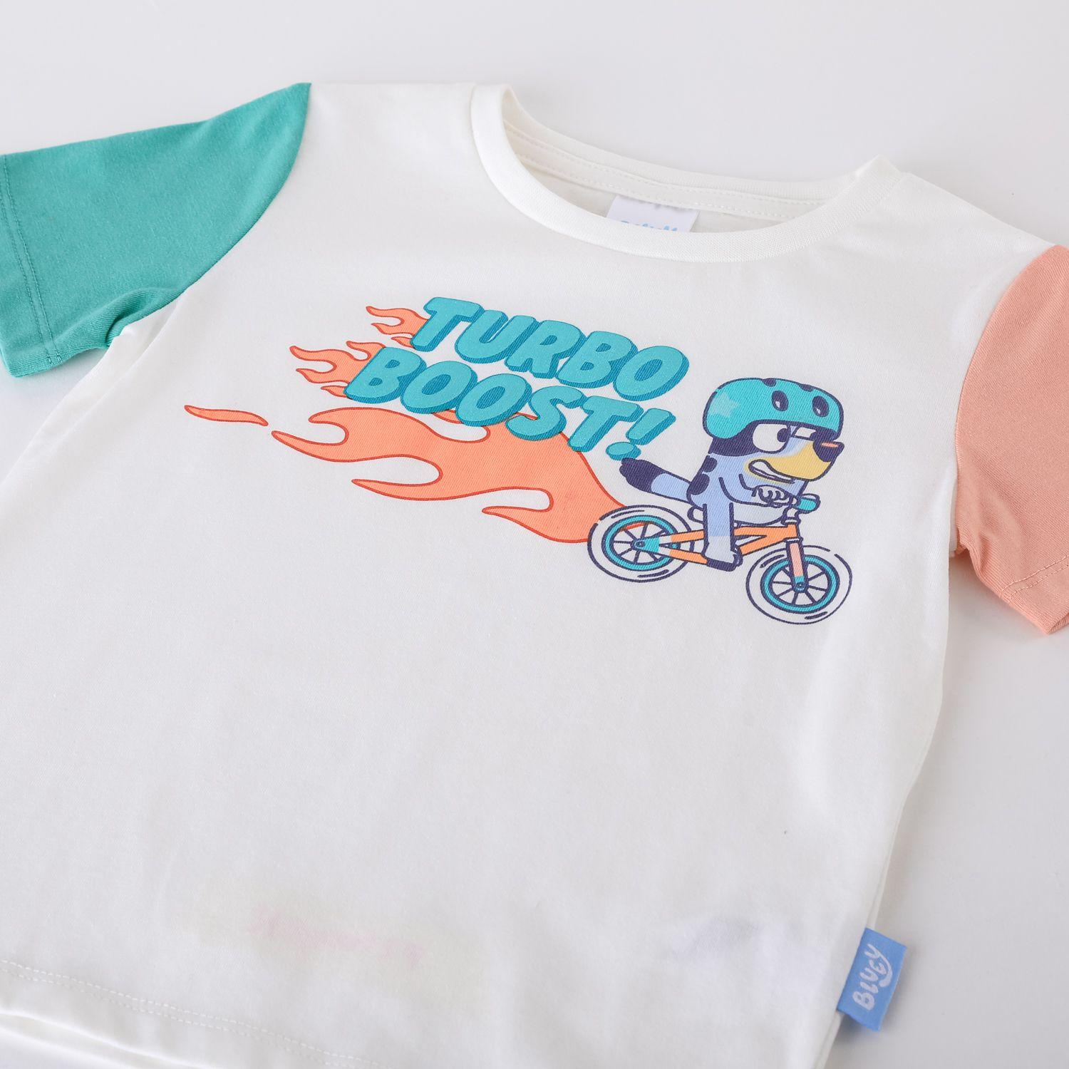 Polera Manga Corta Niño Bluey Raglan Blanco-2