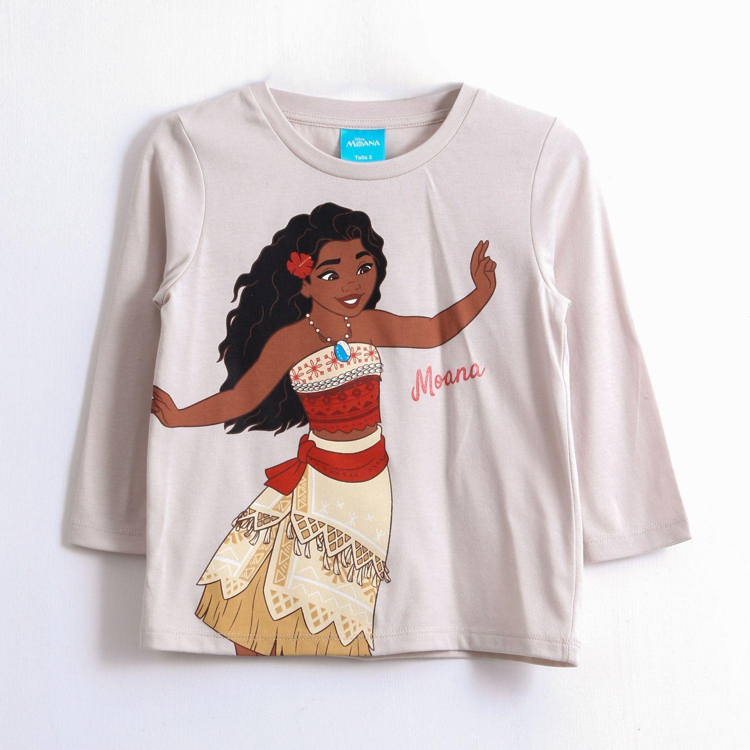 Polera Manga Larga Niña Moana Gris Disney-0