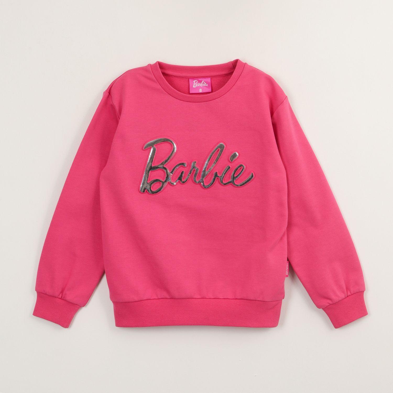 Poleron Cerrado Niña Relieve Emboss Rosado Barbie-0