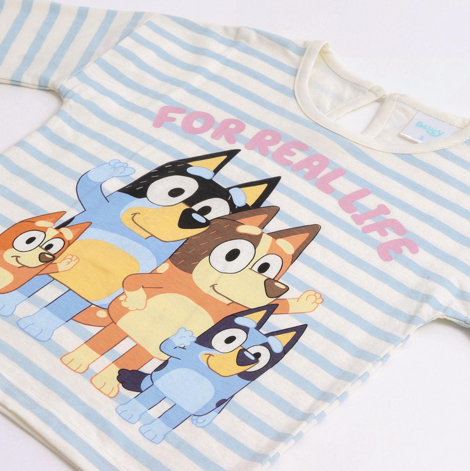 Polera Manga Larga Niña Rayas Family Blanco Bluey-2