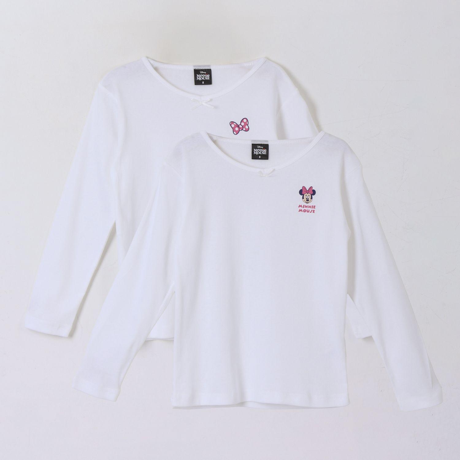 Bipack Camiseta Escolar Niña Manga Larga Blanco Minnie-0