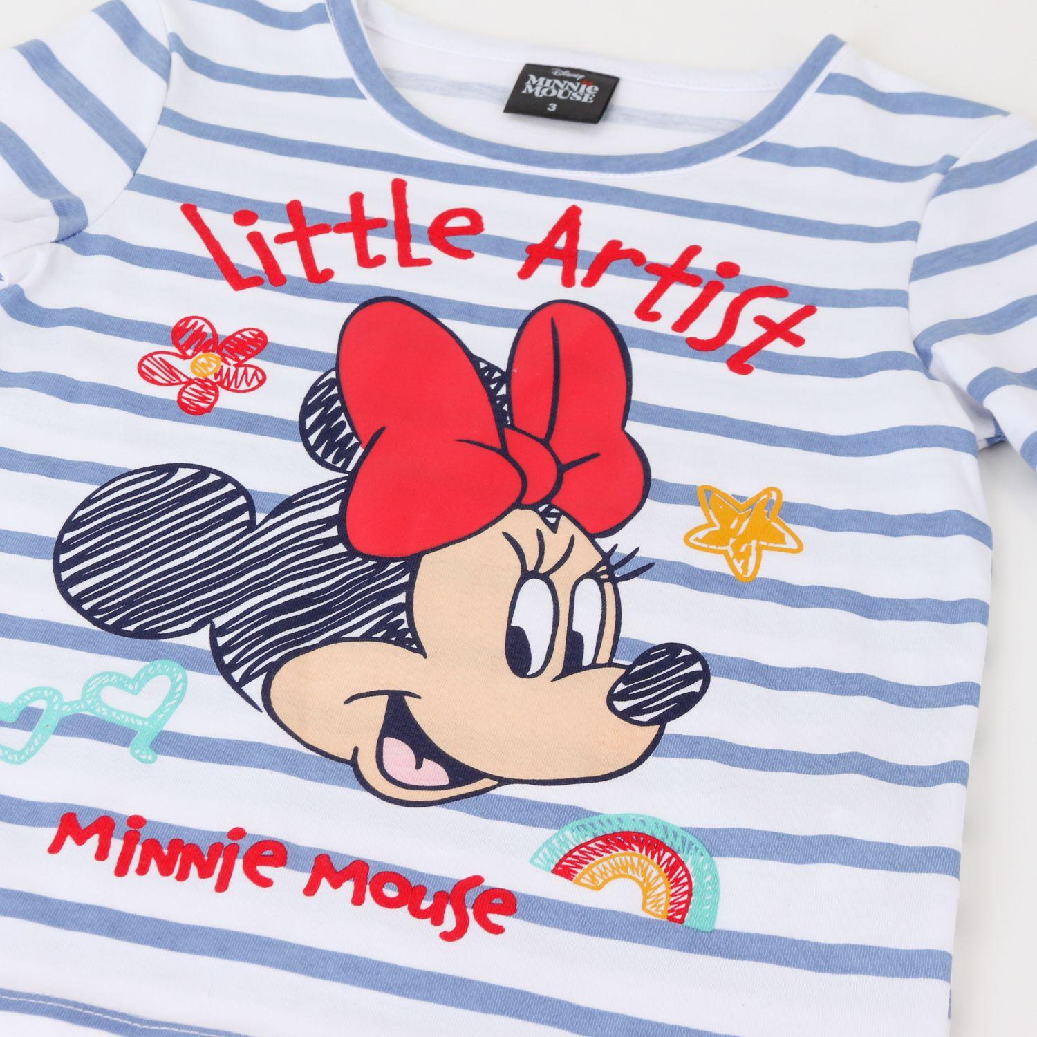 Polera Manga Larga Niña Rayas Minnie Blanco Disney-2
