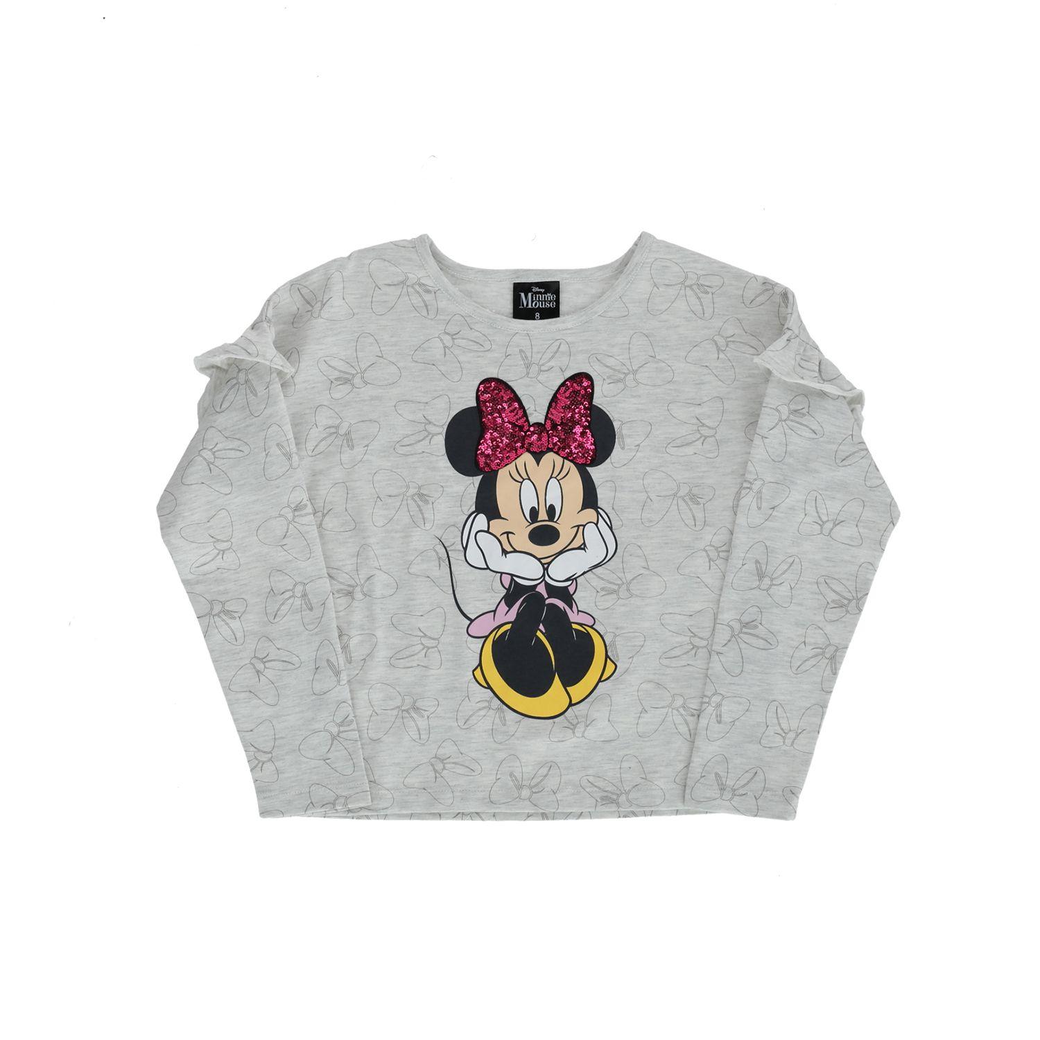 Polera Manga Larga Niña Minnie Hermosa Gris Disney-0