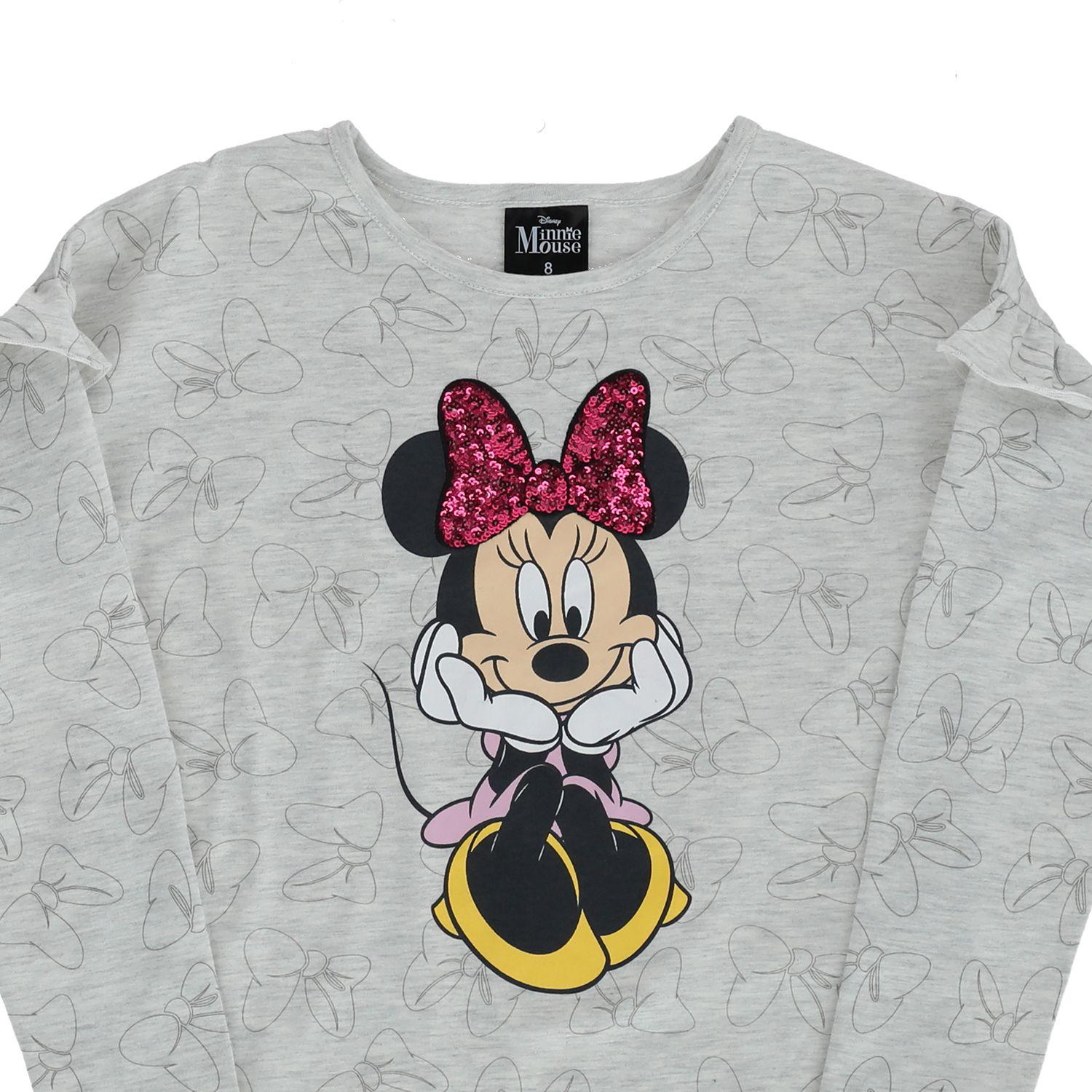 Polera Manga Larga Niña Minnie Hermosa Gris Disney-2
