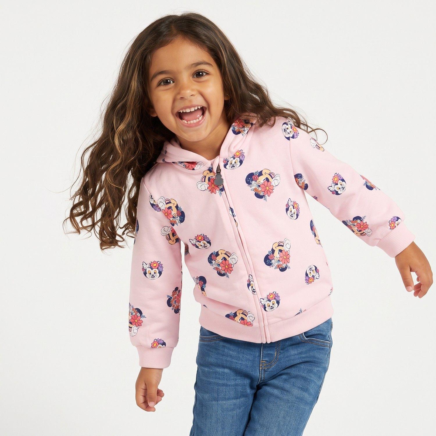Polerón Abierto Niña Minnie Disney Full Print Rosado-0