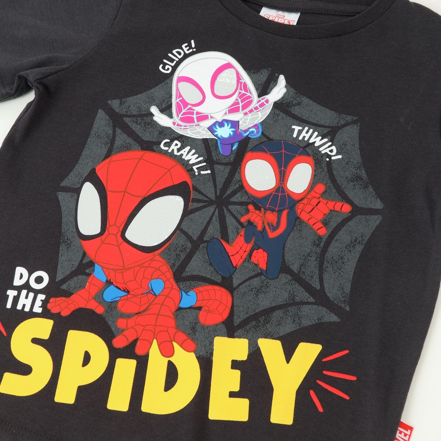 Polera Manga Corta Niño Spidey Tres Arañas Negro Marvel-1