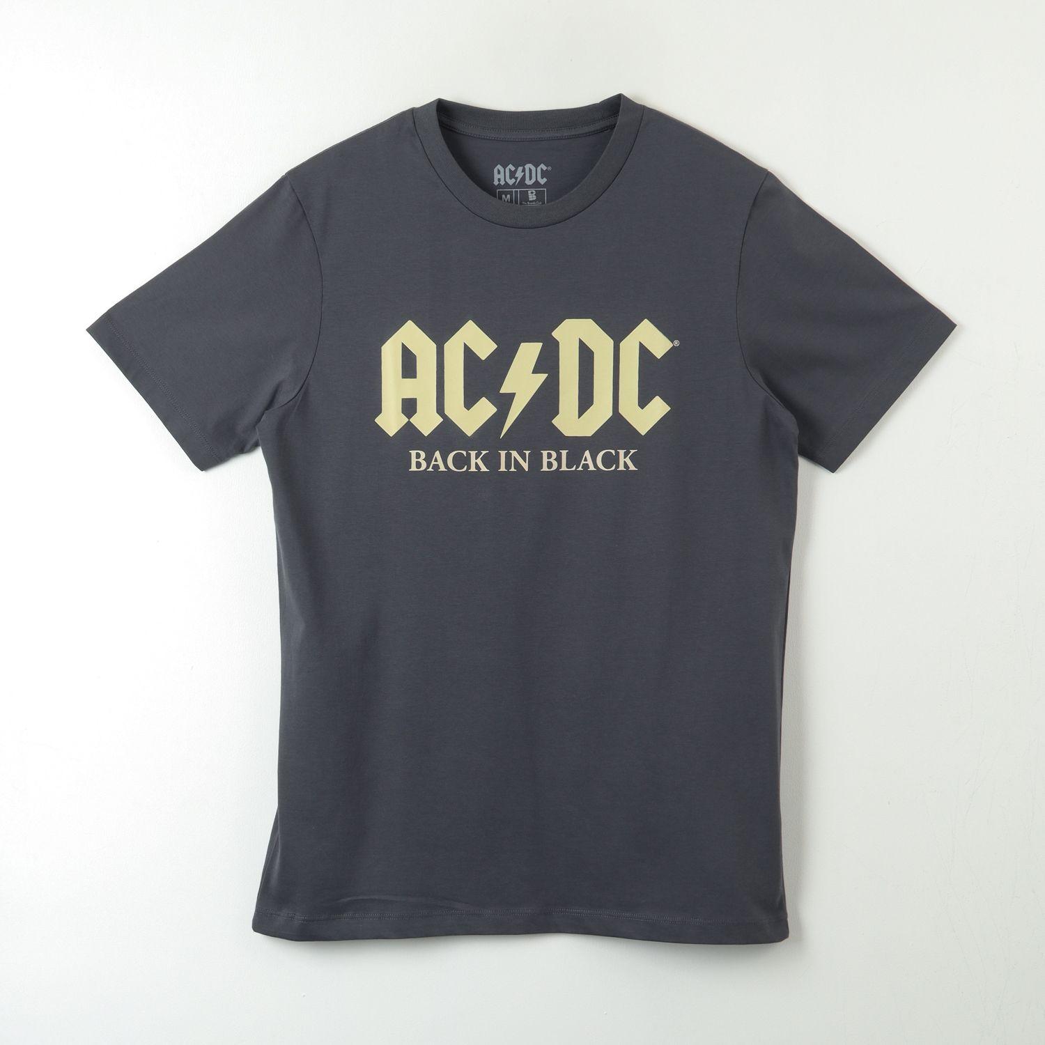 Polera Manga Corta Hombre Black And Black Gris AC/DC-0