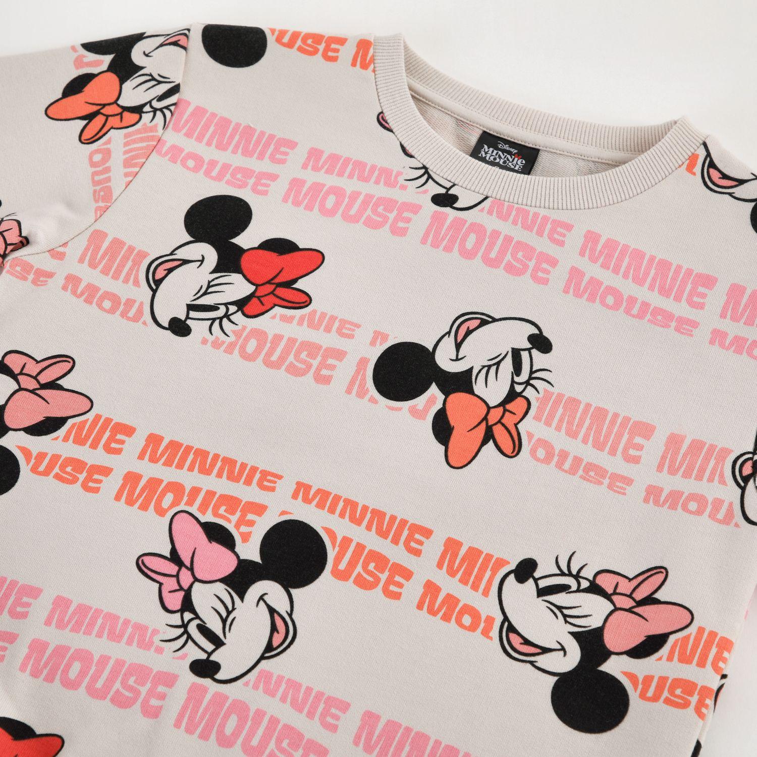 Polerón Cerrado Niña Minnie Disney Full Print Beige-3